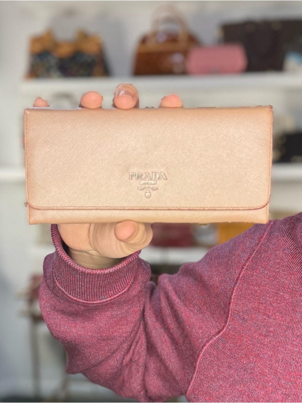 PRADA ROSE GOLD SNAP WALLET